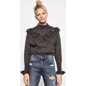 ZARA Special Edition Frilled Flounce Mohair Sweater With Ruffles Size S